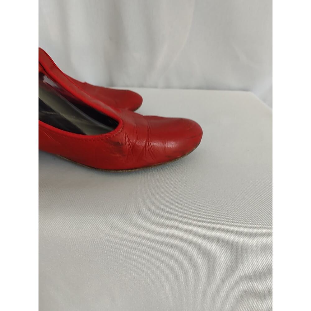 Leo's Dance Wear Rockabilly Women’s Red Leather T-Strap Dance Shoes, Low Heel - Picture 6 of 16